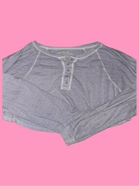 Aeropostale Light Gray Long Sleeve Henley Top